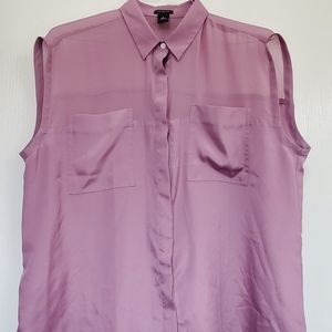 Silk Sleeveless Button Down Shirt